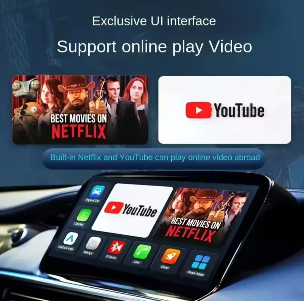 Wireless Apple CarPlay and Android Auto (App Store Support + Streaming)