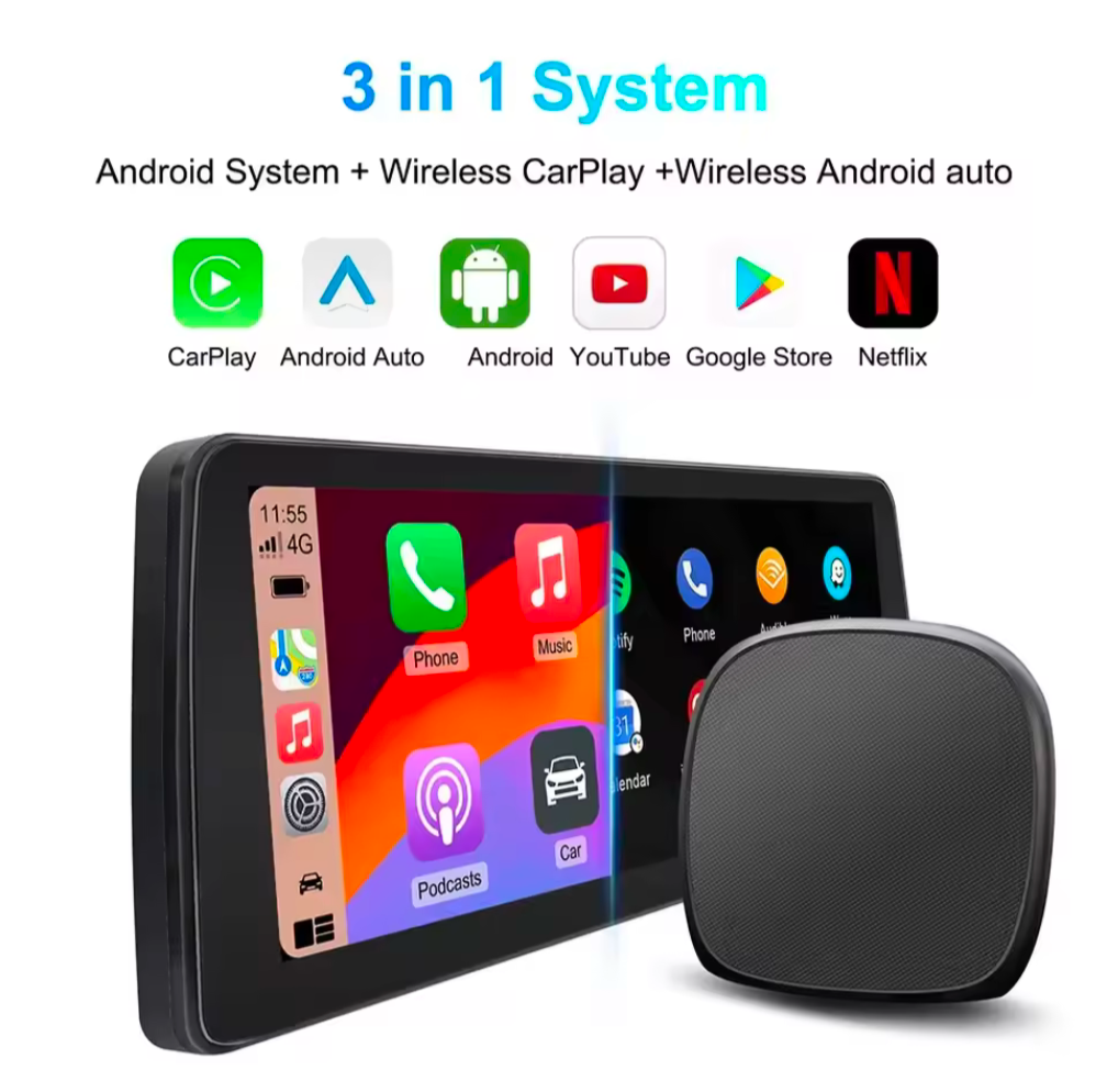 Wireless Apple CarPlay and Android Auto (App Store Support + Streaming)
