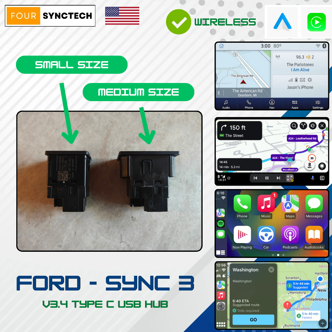 Lincoln Ford SYNC 3 / 4 Upgrade USB Type-C Hub USB Interface Module Hub (Wireless)